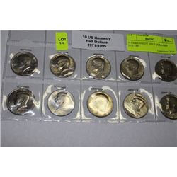 10 US KENNEDY HALF DOLLARS 1971-1995