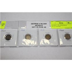 GEORGE V SILVER NICKELS 1917-17-19-20 X4