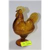 Image 1 : AMBER GLASS HEN ORNAMENT
