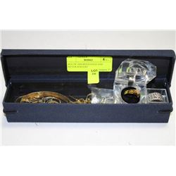 BOX OF ASSORTED GOLD AND SILVER JEWELRY