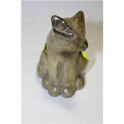 SIGNED SOAP STONE DOG ORNAMENT