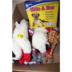 BOX OF ASST SMALL DOG TOYS
