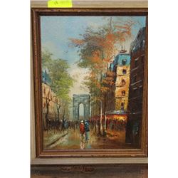 ESTATE OIL ON CANVAS CITY SCENE PICTURE