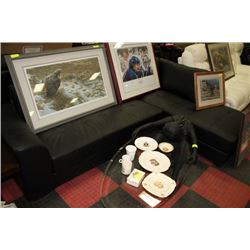 NEW BLACK LEATHER L SHAPED SECTIONAL