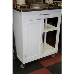 WOOD AND ST STEEL MICROWAVE CART