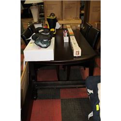 SHOWHOME WOOD TABLE W LEAF AND 4 BLACK