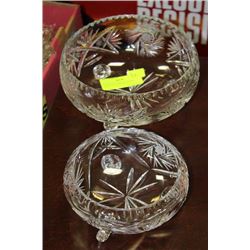 PAIR OF MATCHING PINWHEEL CRYSTAL FOOTED BOWLS