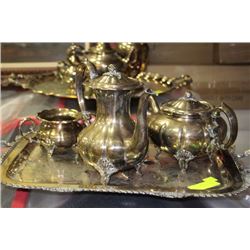 SILVERPLATE TEA SERVICE WITH COFFEE & TEA POTS,