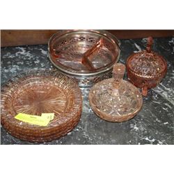 ESTATE LOT OF 10 PCES OF PINK DEPRESSION GLASS