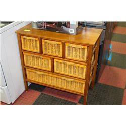 WOOD AND WICKER CHEST