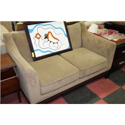 SHOWHOME LIGHT BROWN FABRIC LOVE SEAT