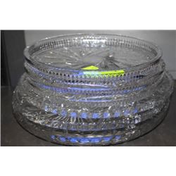 LOT OF 6 PINWHEEL CRYSTAL PLATTERS