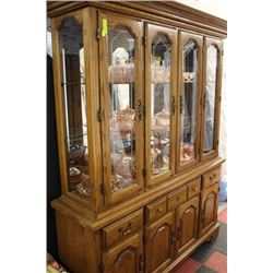 LARGE WOODEN CHINA CABINET TOP & BOTTOM