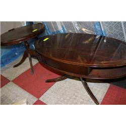 ESTATE VINTAGE WOOD BRASS CLAW COFFEE AND END