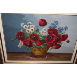 LARGE ESTATE NEEDLEPOINT FLOWER PICTURE