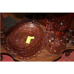 ESTATE LOT OF PINK DEPRESSION GLASS-7 PCES