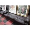 Image 1 : NEW CHOCOLATE BROWN LEATHER RECLINING SOFA W LOVE