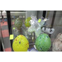 5 PCS INCLUDES ART GLASS EGGS AND MURANO GLASS