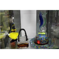 4 PCS ART GLASS INCLUDES HAT PURSE CLOWN AND