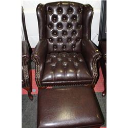 NEW BROWN LEATHERETTE WING BACK PARLOUR CHAIR