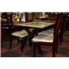 Image 1 : GLASS TOP DINING ROOM TABLE W/ 6 CHAIRS