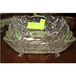 PINWHEEL CRYSTAL SQUARE FOOTED BOWL