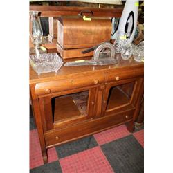 EARLY CANADIANA OAK SIDEBOARD WITH MIRROR