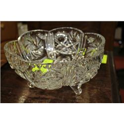 LARGE PINWHEEL CRYSTAL FOOTED BOWL