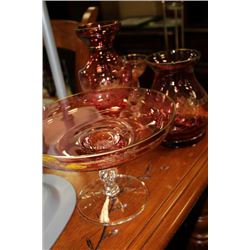 4 PIECES OF PINK DEPRESSION GLASS