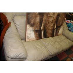 HIGH QUALITY BEIGE LEATHER 91" SOFA