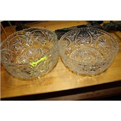 2 PCES OF FOOTED PINWHEEL CRYSTAL BOWLS