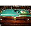 Image 1 : MINIATURE POOL TABLE WITH CUE, BALLS, RACK, AND