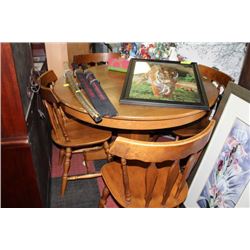 VINTAGE OAK TABLE ON CASTERS