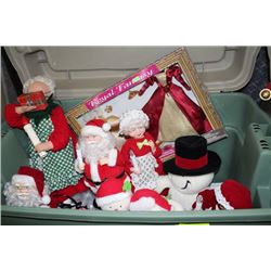 LARGE TOTE OF CHRISTMAS SANTAS AND FROSTYS AND