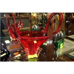 RED ART GLASS DISH