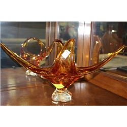 AMBER ART GLASS DISH