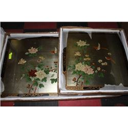 HANDPAINTED FLOWER & BIRD SILVER LEAF COFFEE TABLE