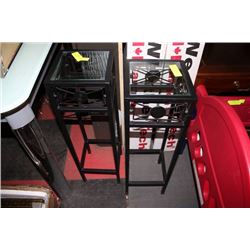 2 BLACK METAL WITH GLASS TOP ACCENT TABLES