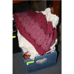 ESTATE LOT WITH BLUE WOODEN CRATE WITH CONTENTS