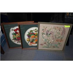 3 FRAMED NEEDLEPOINTS