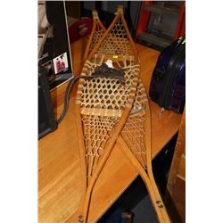 PAIR OF WOOD SNOWSHOES