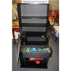 2 SHELVES SOLD W DOME TENT/ TV STAND/ AIR MATTRESS