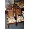 Image 1 : 6 WOOD AND FABRIC CHAIRS W WICKER BACKS (ONE