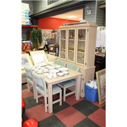 BEIGE TABLE WITH 4 CHAIRS BUFFET AND HUTCH