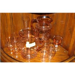 ESTATE LOT OF PINK DEPRESSION GLASS-15 PCES