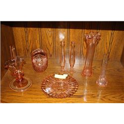 ESTATE LOT OF PINK DEPRESSION GLASS-8 PCES