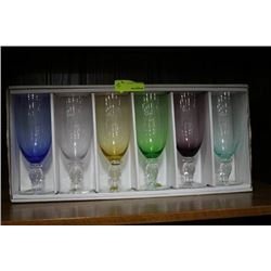 SET OF 6 HAND POLISHED HANDCUT CRYSTAL GLASSES