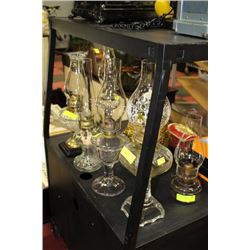 VINTAGE GLASS OIL LAMP W SHADES X6