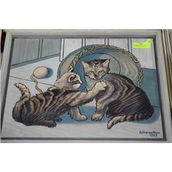 WOOD RELIEF CAT PICTURE BY ARTHUR VON ALLINEN