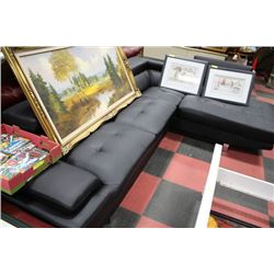 NEW BLACK LEATHER LIFT BACK SECTIONAL